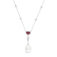 LONDON COLLECTION PLATINUM RUBY AND PEARL DIAMOND BY THE YARD NECKLACE | NY 🇺🇸
