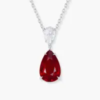 3.14 carat Pear Shape Burmese Ruby and Diamond Pendant Necklace | Central 🇭🇰
