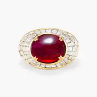 6.09 carat Cabochon Burmese Ruby and Diamond Ring | Central 🇭🇰