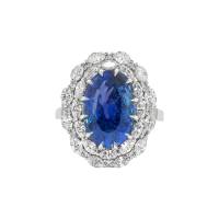 Platinum, 6.69ct Kashmir Sapphire, Sapphire and Diamond Ring | Amsterdam 🇳🇱