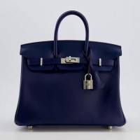 HERMÈS BIRKIN 25 RETOURNE BAG IN BLEU NUIT SWIFT LEATHER WITH PALLADIUM HARDWARE | London 🇬🇧