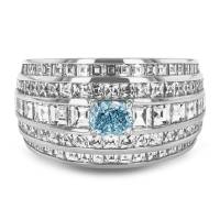 Masterpiece Manhattan Fancy Intense Blue-Green Diamond Ring in Platinum | Warwickshire 🇬🇧