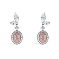 Masterpiece 2.08ct Pink Diamond Drop Earrings in Platinum and 18ct Rose Gold | Warwickshire 🇬🇧