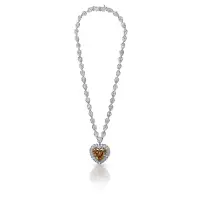 Remy 50 Carat Brown Heart Necklace Brilliant Diamond Pendant Necklace in 14k White Gold | NY 🇺🇸