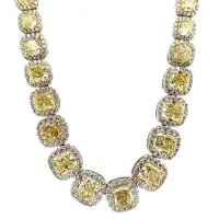 EMPRESS 67 CARAT CUSHION CUT FANCY YELLOW DIAMOND NECKLACE 18K WHITE GOLD GIA CERTIFIED | NY 🇺🇸