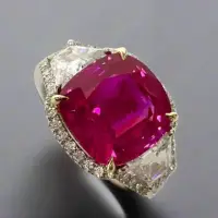 Kaeli 7.16 Carats No Heat Cushion Cut Ruby Gemstone Ring in Platinum | NY 🇺🇸