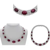 Roman & Jules - 18K White Gold Diamond & Ruby Collar Necklace | FL 🇺🇸