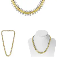 Roman & Jules - 18K White and Yellow Gold Radiant Cut Fancy Yellow Diamond Necklace | FL 🇺🇸