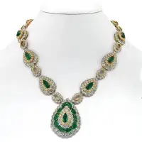 Exuberant Green Emerald & Diamond Vintage Necklace - David Webb Platinum & 18K Yellow Gold | FL 🇺🇸